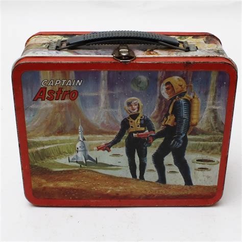 captain astro metal lunch box|Vintage 1960's Captain Astro Ohio Art Original Metal Lunch Box .